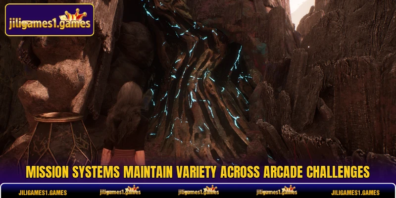 Mission systems create variety across arcade experiences