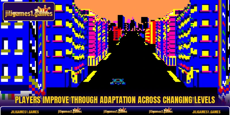 Players improve through adaptation across changing levels