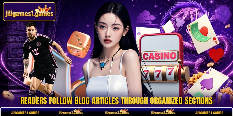 Readers follow blog articles through organized sections Readers follow blog articles through organized sections