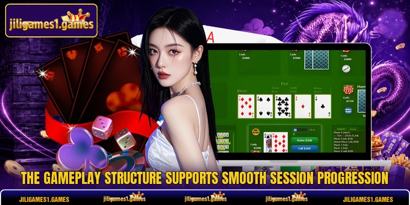 The gameplay structure supports smooth session progression
